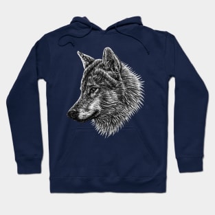 European wolf animal ink illustration Hoodie